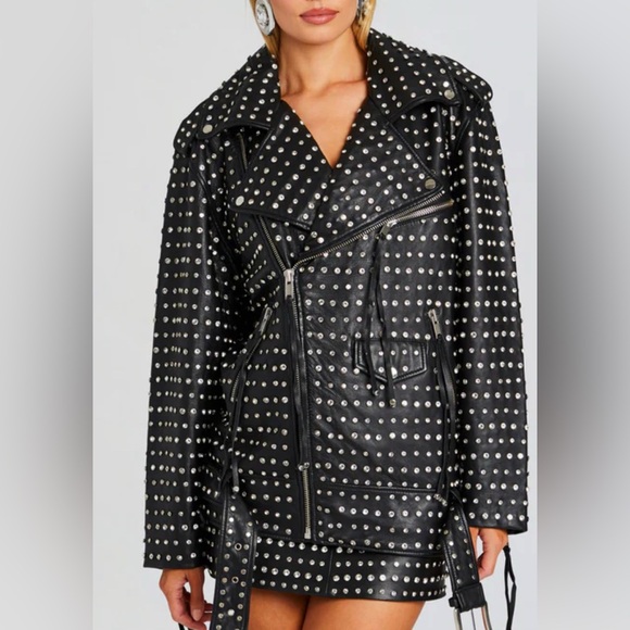 Retrofete Jackets & Blazers - Retrofête Studded Black Leather Jacket Size Medium